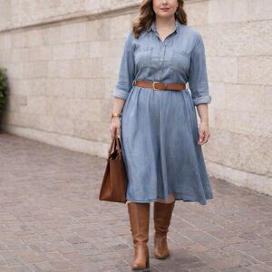 🤍 Caslon Chambray Shirt Dress XL